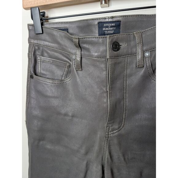 Citizens Of Humanity Harlow Ankle Slim Lambskin Leather Pants in Gray Size 25 - Picture 2 of 16
